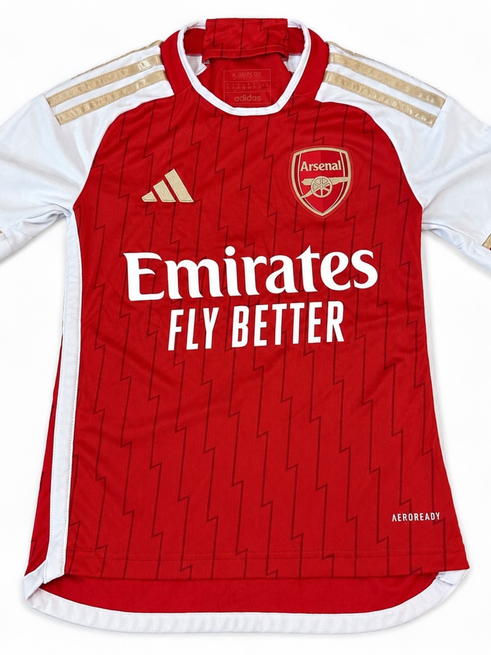 adidas Arsenal Kids Red White Soccer Jersey with Gold Accents
